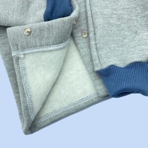 Conjunto Moletom Bebê Cinza com Punhos Azul Marinho